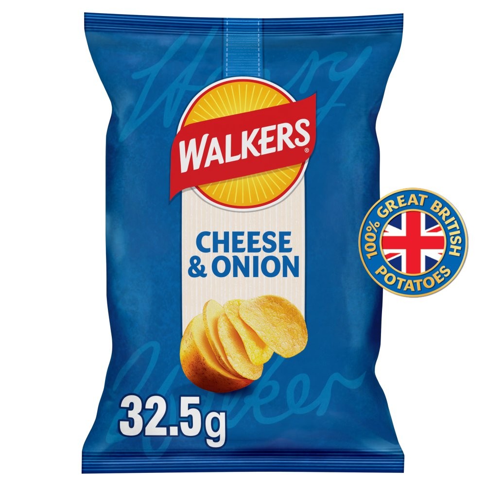 Walkers Cheese And Onion Flavour Crisps 32.5g.