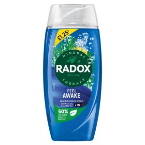 Radox 2 In 1 Men Shower Gel Feel Awake 225ml PM £1.25 EAN 8720181336041 Pack size: 6 x 225ml Product code: 316100
