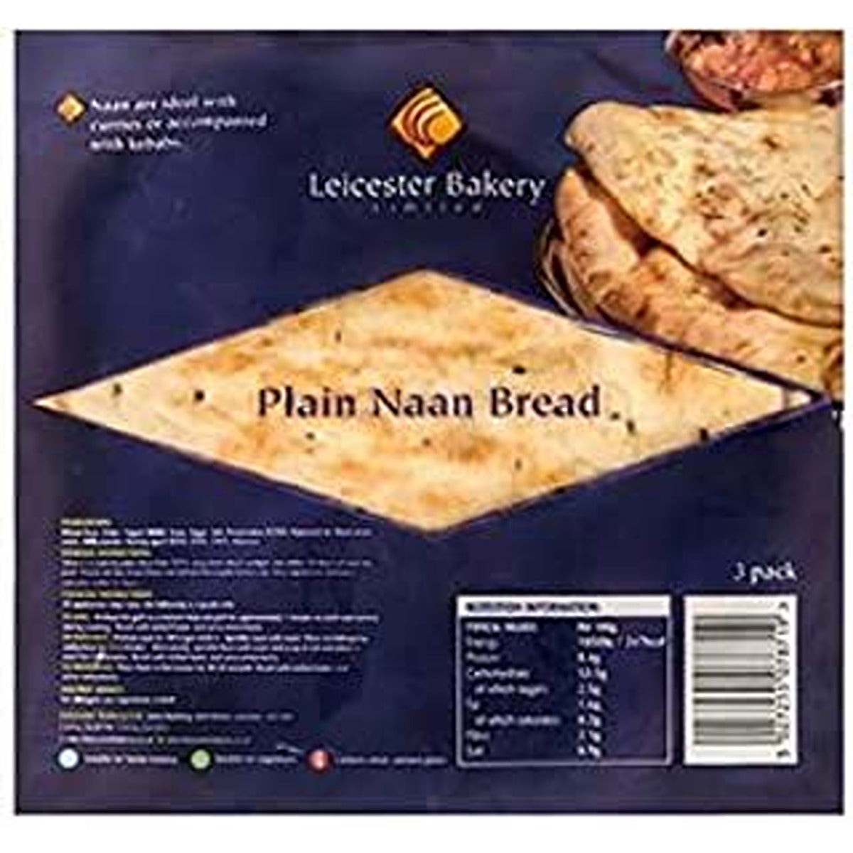 3 Flamed Baked Naan Bread